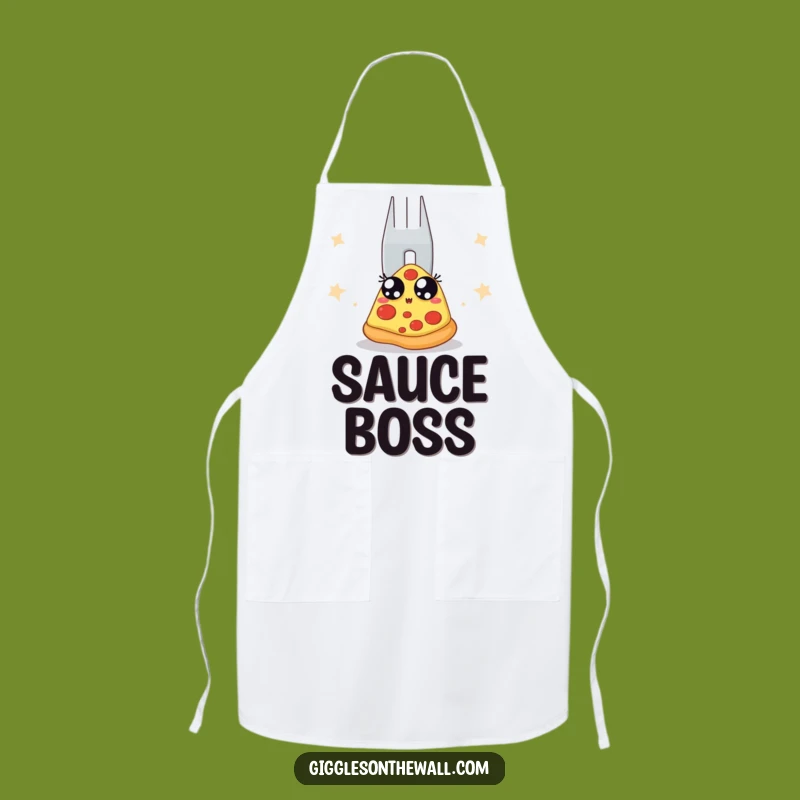 Funny Pizza's Kitchen Apron: Hilarious Slice Fears Fork, Chef Funny Gift!