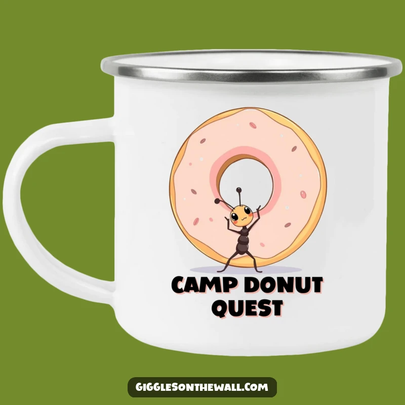 Funny Ant Lifting Donut Camping Mug a Motivational Outdoor Companion
