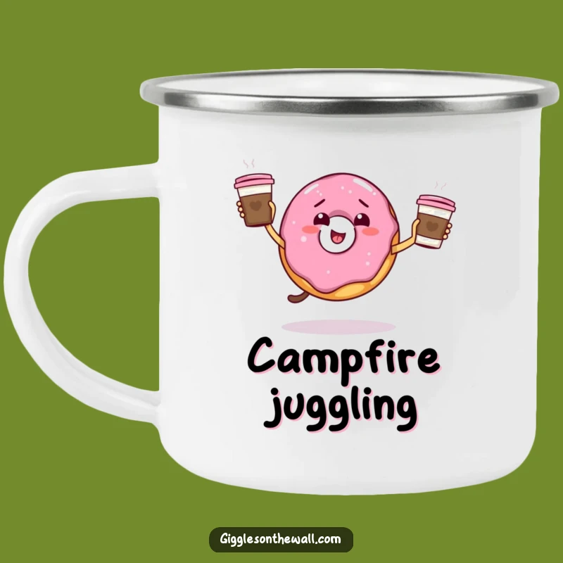 Funny Giddy Donut Juggling Camping Mug - Rugged & Hilarious Coffee Companion