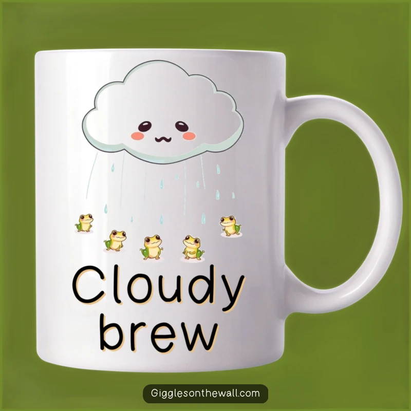 Funny Frog Rain Cloud Mug: Emotional Weather Design, Perfect Humorous Gift