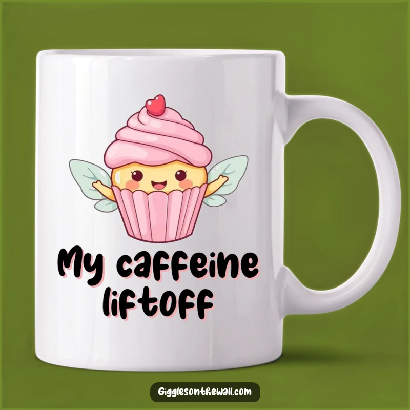 Funny Flying Cupcake Mug: Sweet Escape on Candy Wings, A Whimsical Funny Gift!