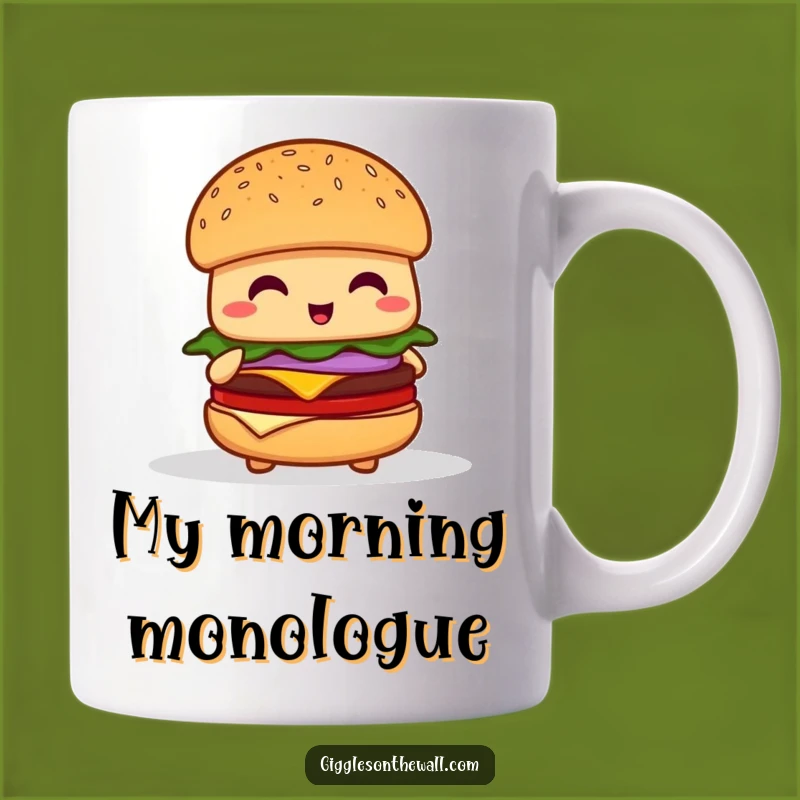 Funny Shy Hamburger Mug - Awkward Foodie Speech for a Relatable Coffee Break