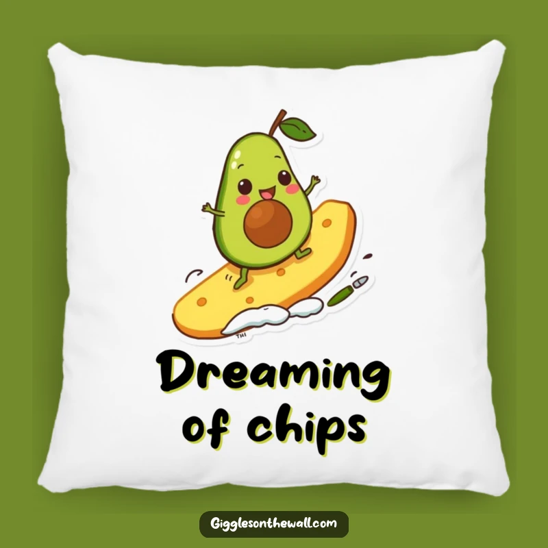 Funny Avocado Surfer Pillow: Cute Character Chip Decor, Gift