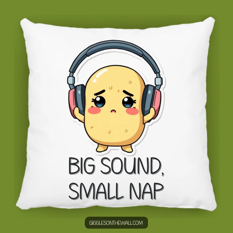 Funny Determined Potato Pillow - Cozy Accent for Music Lover's Decor