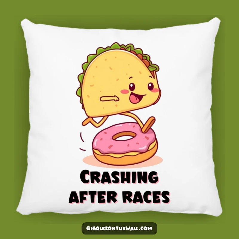 Funny Marathon Taco Pillow: Tripping Runner Comfort - Cozy & Amusing!