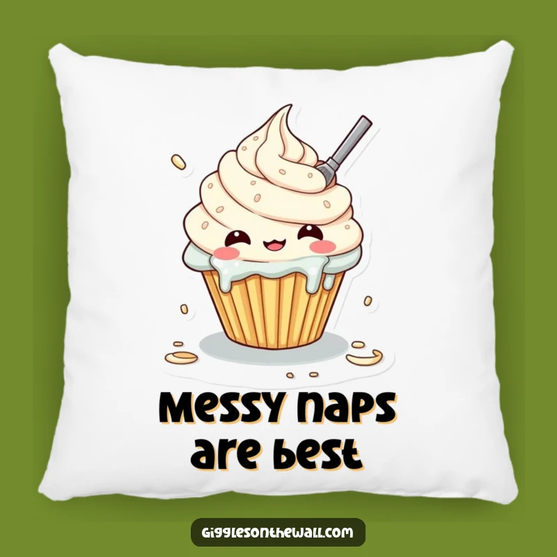 Kawaii Messy Cupcake Pillow - Cozy Baking Fail Cushion - Ideal Funny Gift