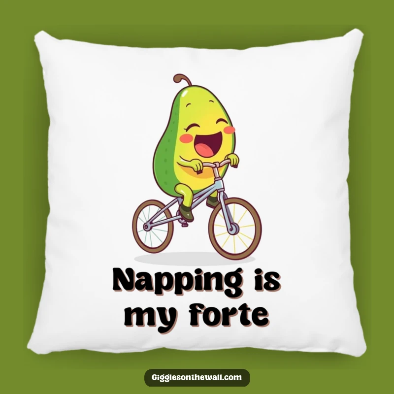 Pillow: Funny Avocado Spaghetti Unicycle - Comfy Humor for Your Couch!