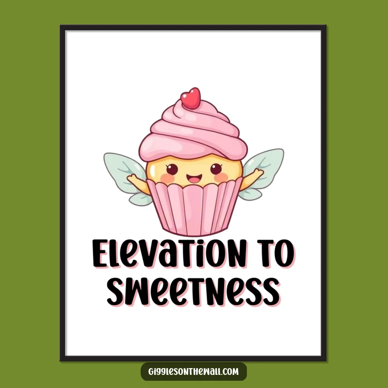 Funny Flying Cupcake Digital Art: Sweeten Your Walls with Candy Wings Decor!