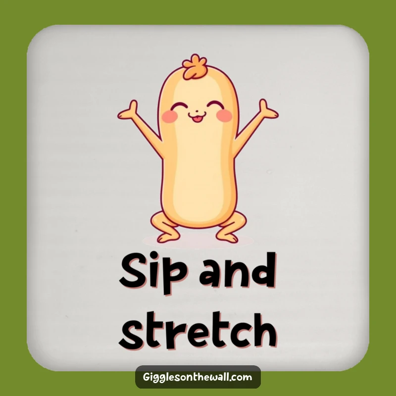 Funny Cheerful Baguette Yoga Coasters - Hilarious Surface Protection