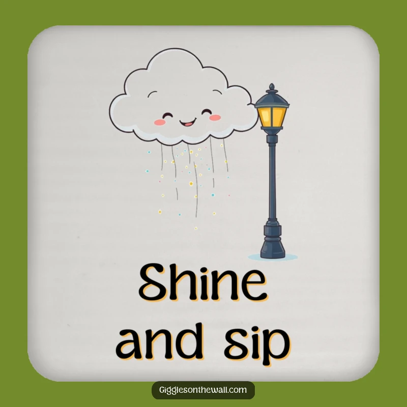 Funny Glitter Cloud Coaster: Happy Rain - Protect & Sparkle!