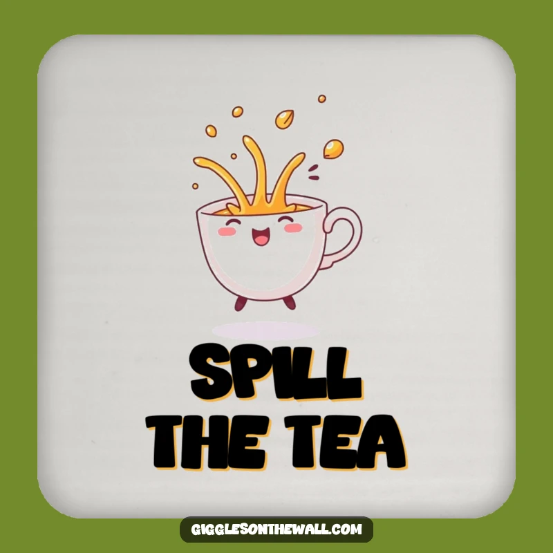 Keep your tables safe from rings and add a touch of humor with this funny dancing teacup coaster. A playful accessory for any drink.