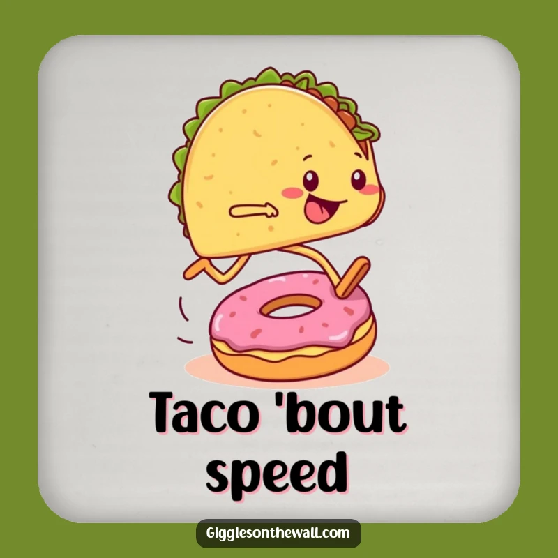 Funny Marathon Taco Coaster: Tripping Runner - Protect & Amuse!