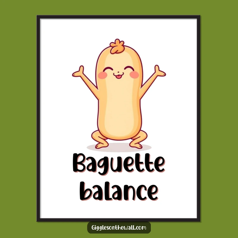 Funny Cheerful Baguette Yoga Poster - Inspiring & Hilarious Wellness Art