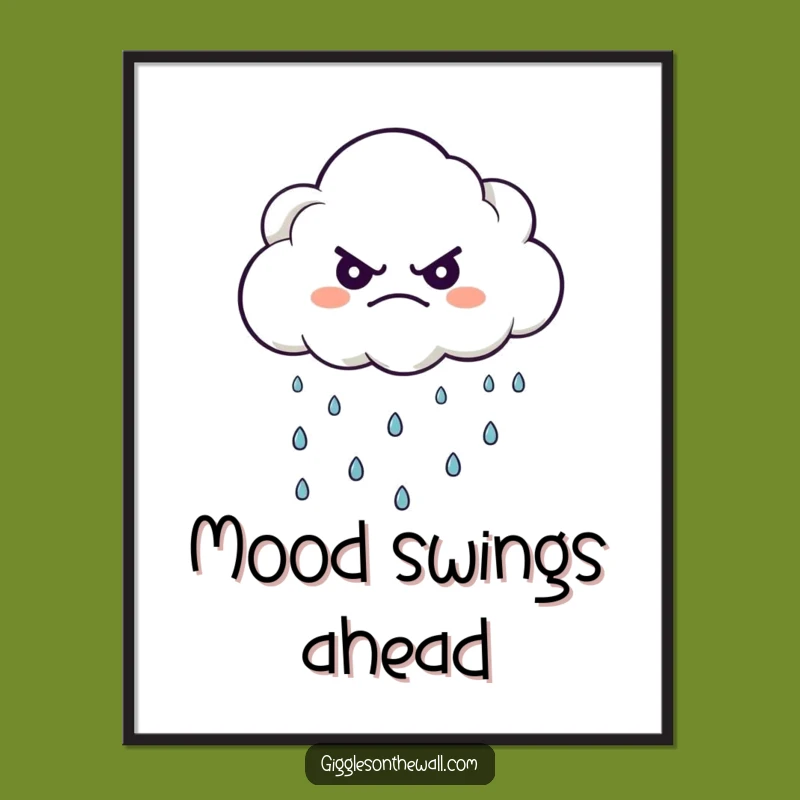 Funny Grumpy Cloud Poster - Whimsical Wall Art for a Thoughtful Space Gift