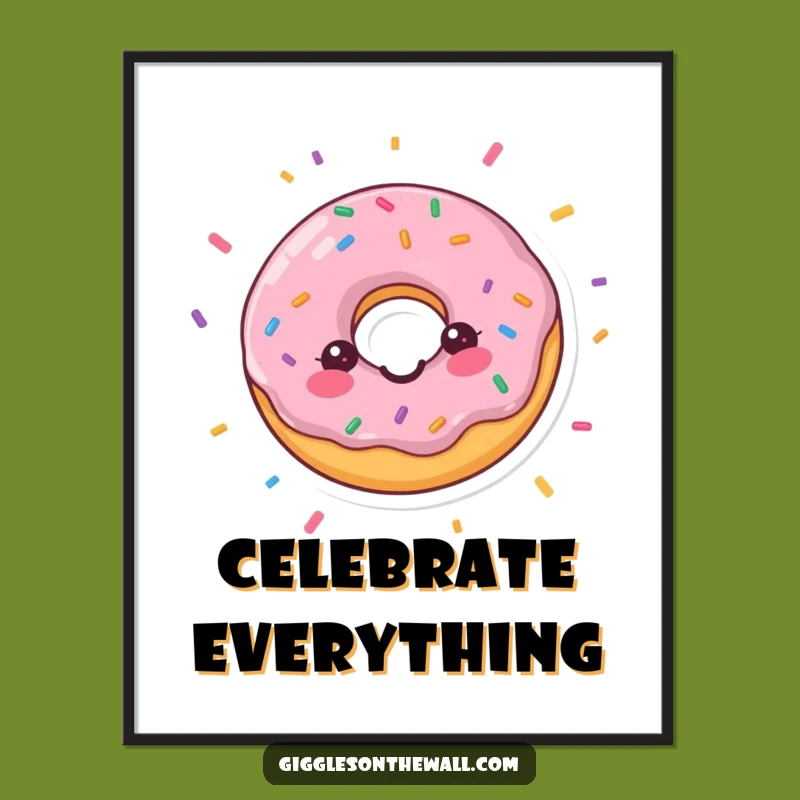 Funny Happy Donut Poster: Joyful Art with Confetti, A Perfect Funny Gift