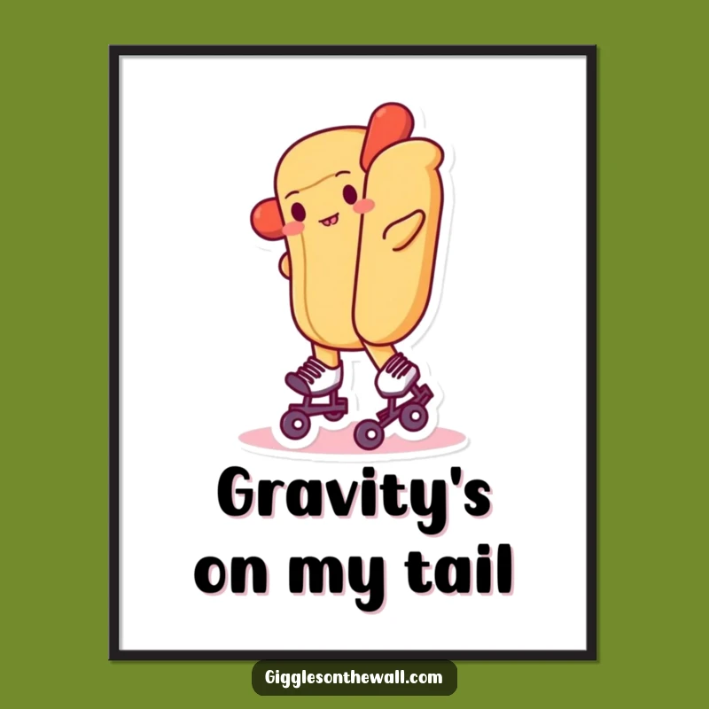 Funny Hot Dog Roller Skates Poster: Hilarious Wobble Wall Art for Your Space