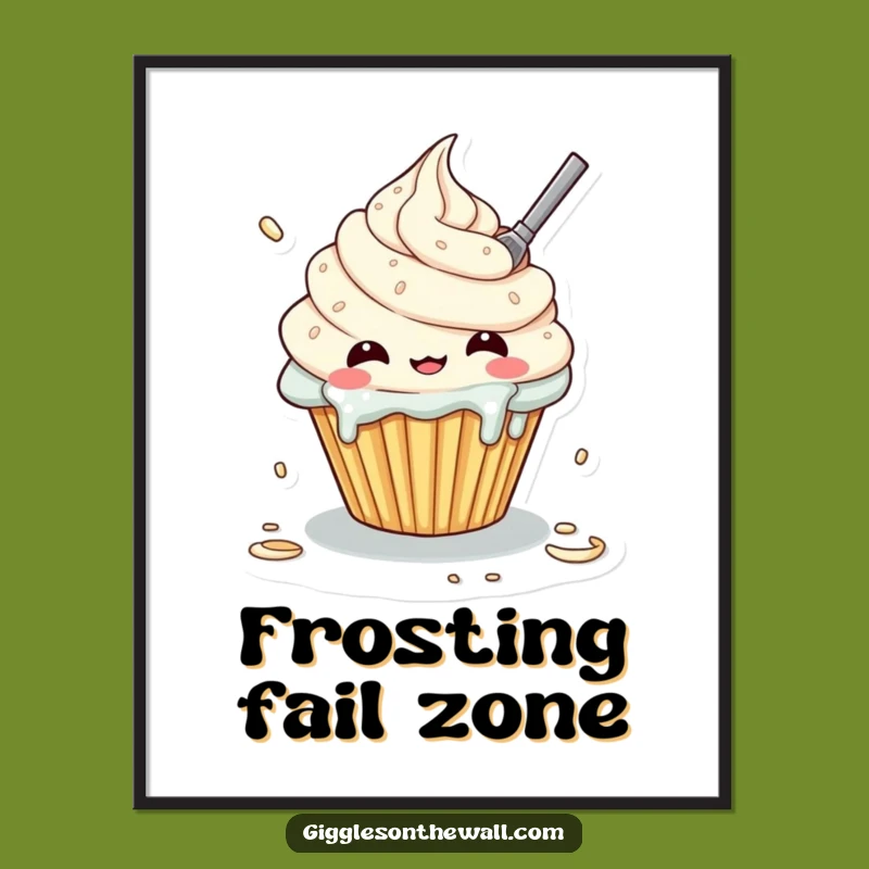 Funny Messy Cupcake Poster - Adorable Baking Fail Art - Unique Funny Gift