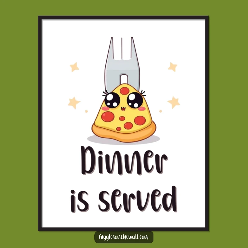 Funny Pizza's Dramatic Poster: Hilarious Slice Fears Fork, Wall Art Funny Gift!