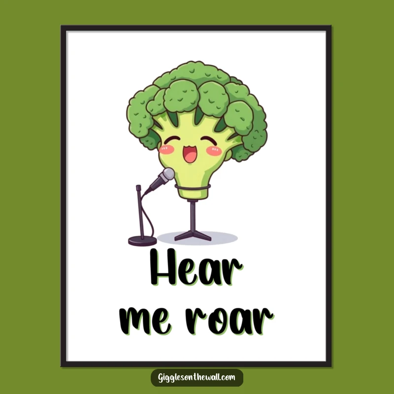 Funny Opera Broccoli Poster - Proud Vegetable Cartoon Wall Art