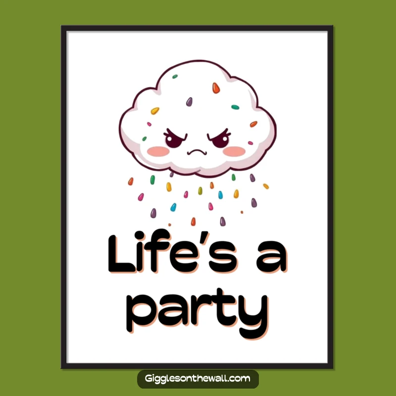 Funny Grumpy Cloud Poster: Sprinkle Art, Whimsical Decor Gift