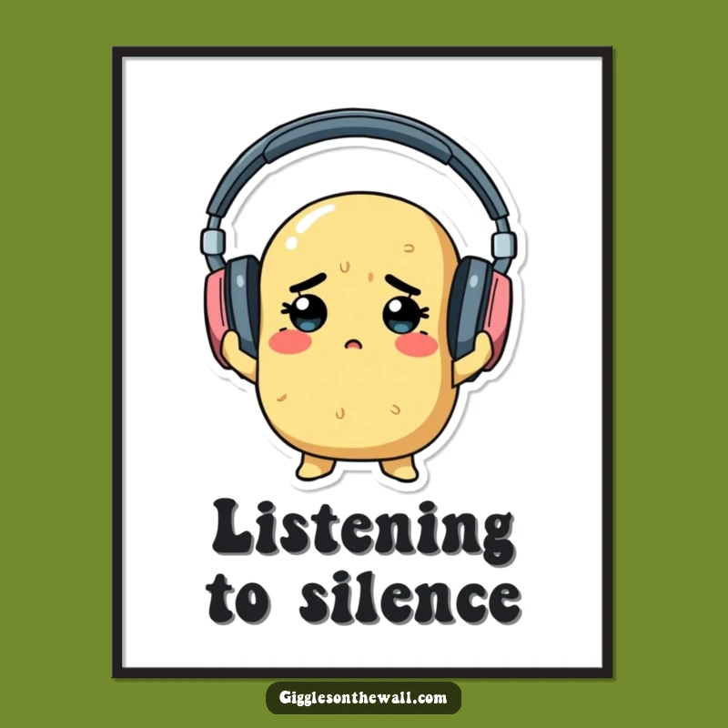 Funny Determined Potato Poster - Whimsical Music Art for Walls