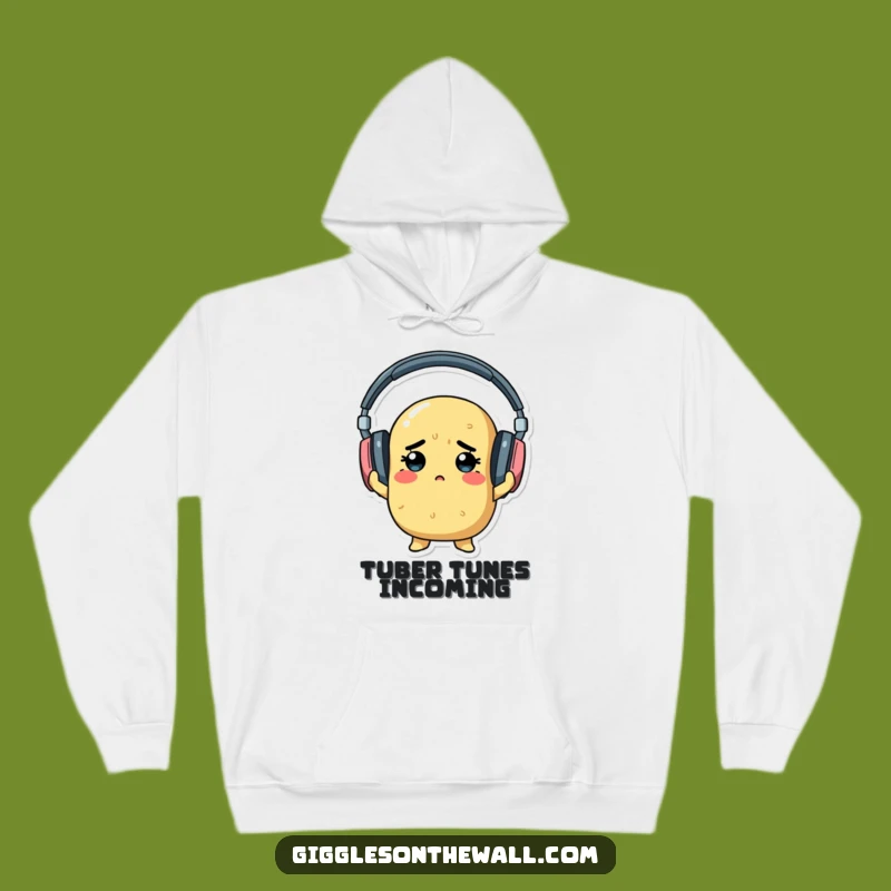 Cozy Funny Potato Headphones Hoodie - Warm Gift for Determined Music Fans