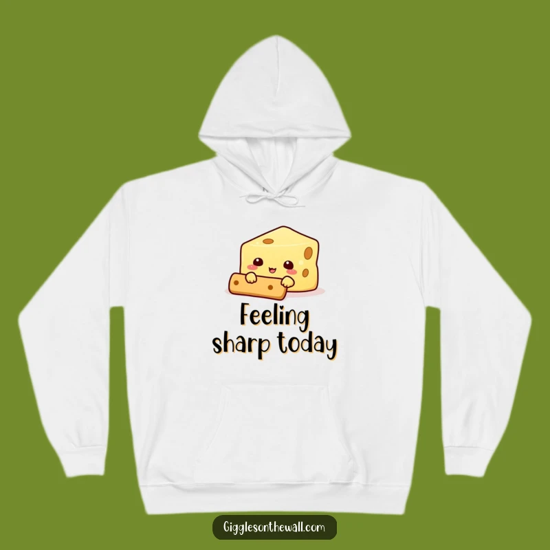 Funny Cheese Hiding Behind Cracker Hoodie - Cozy & Comical Snack Character Gear