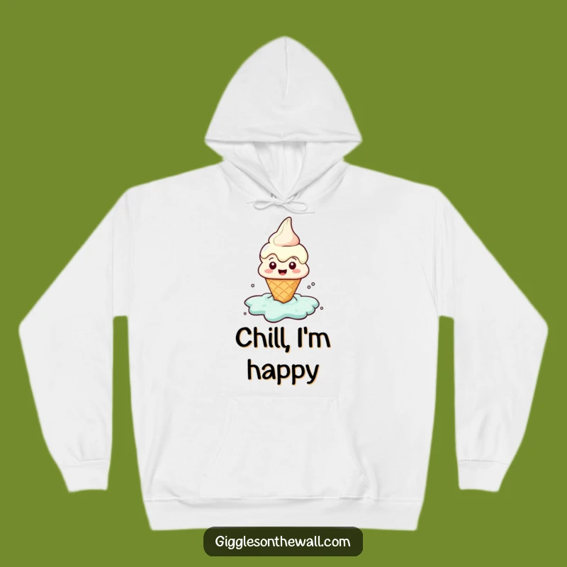 Funny Melting Ice Cream Hoodie: Cozy Puddle Character Sweatshirt Gift