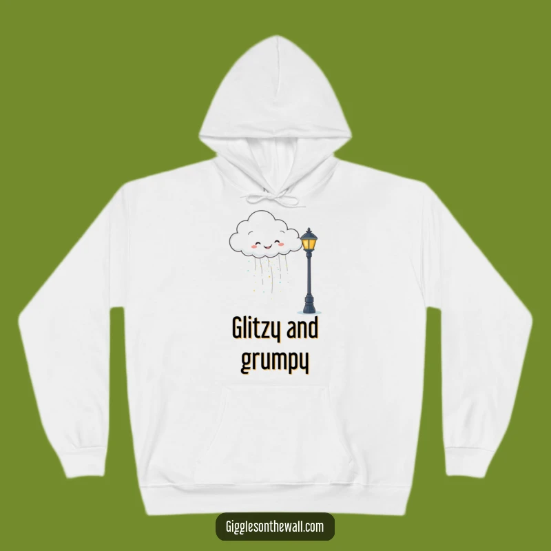 Funny Glitter Cloud Hoodie: Happy Rain - Cozy & Whimsical Comfort!