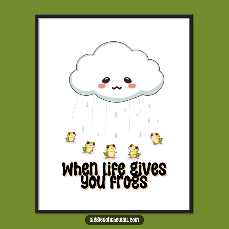 Free Printable Cloud Wall Art: Funny Frog Rain Downloadable Decor