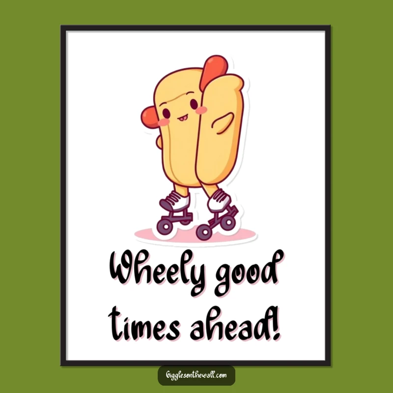 Free Printable Funny Hot Dog Roller Skate Wall Art - Hilarious Downloadable Decor!
