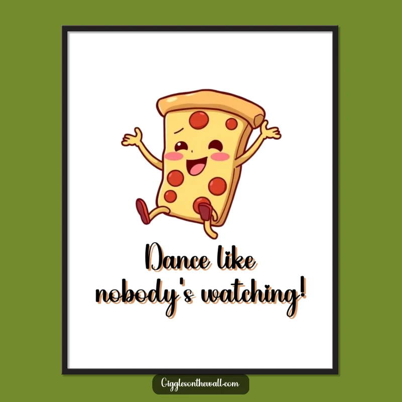 Free Printable Wall Art: Dancing Pizza Slice, Clumsy Joy, Funny Downloadable Decor, DIY Gift