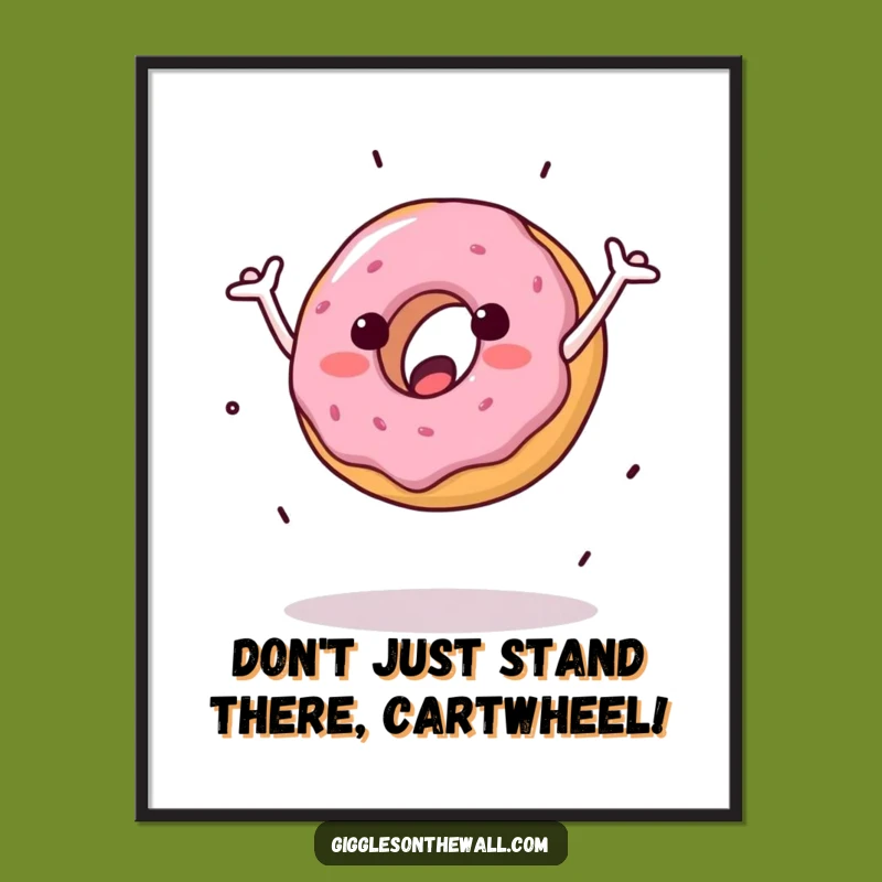 Free Printable Wall Art: Funny Donut Cartwheel Downloadable Decor for Whimsical Spaces