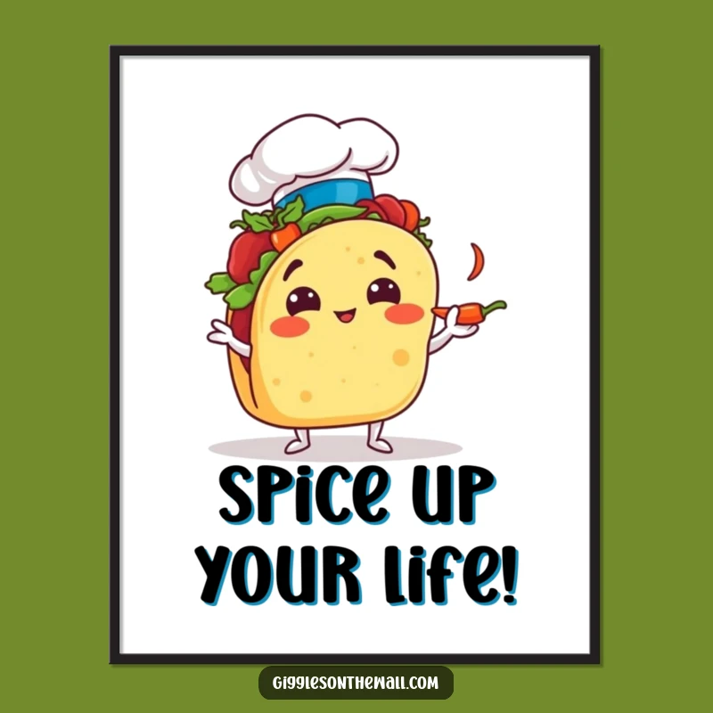 Free Printable Wall Art: Juggling Taco Chef, Spicy Decor, Funny Downloadable Art, DIY Gift