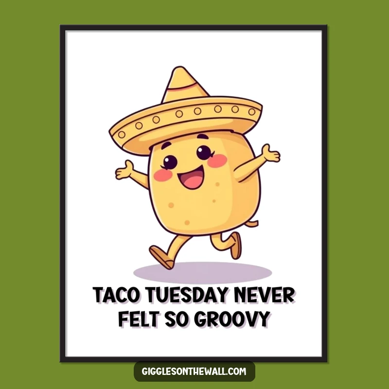 Free Printable Wall Art: Moonwalking Taco Fiesta, Downloadable Art for a Fun Kitchen