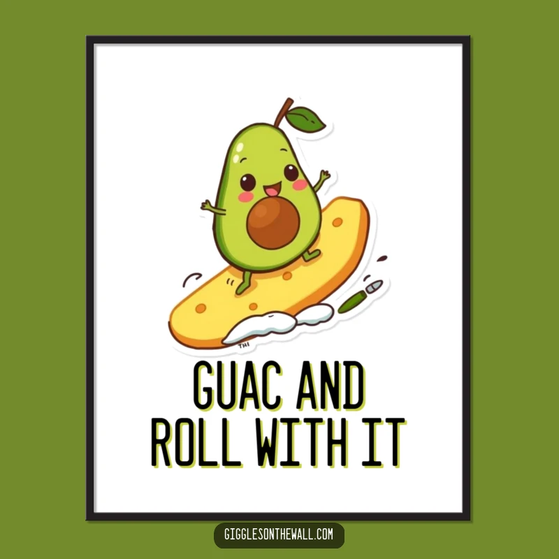 Funny Free Printable Wall Art: Avocado Surfer Chip Style!