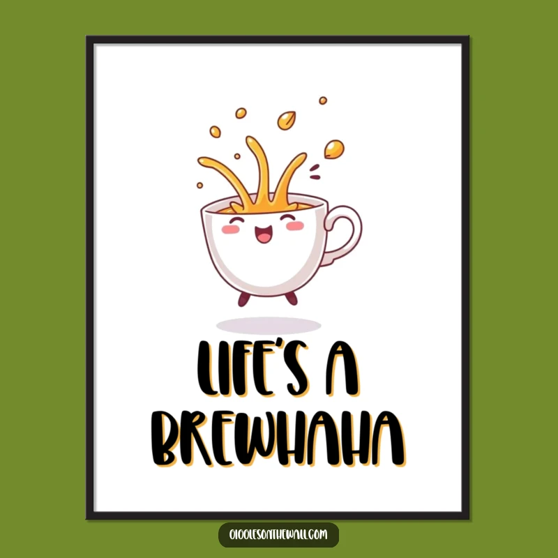 Funny Free Printable Wall Art: Dancing Teacup Chaos - Quirky Downloadable Home Decor