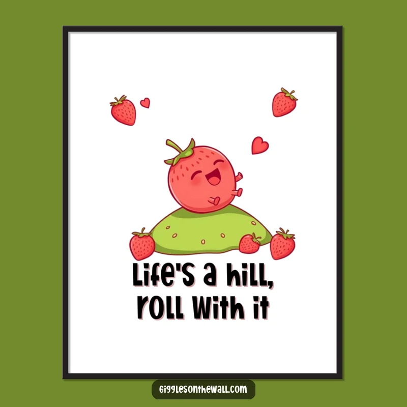 Funny Free Printable Wall Art: Giggling Strawberry Roll - Downloadable Art for Fun Spaces
