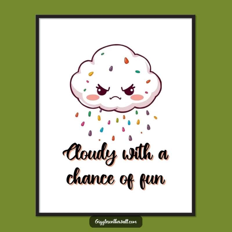 Funny Free Printable Wall Art: Grumpy Cloud Sprinkle Shower!