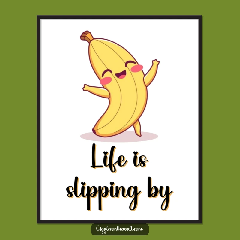 Funny Free Printable Wall Art: Laughing Banana Peel Tripping - Downloadable Decor