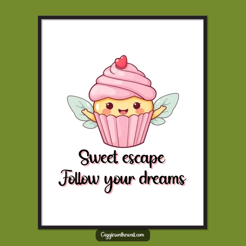 Free Printable Wall Art: Flying Cupcake, Whimsical Candy Wing Decor