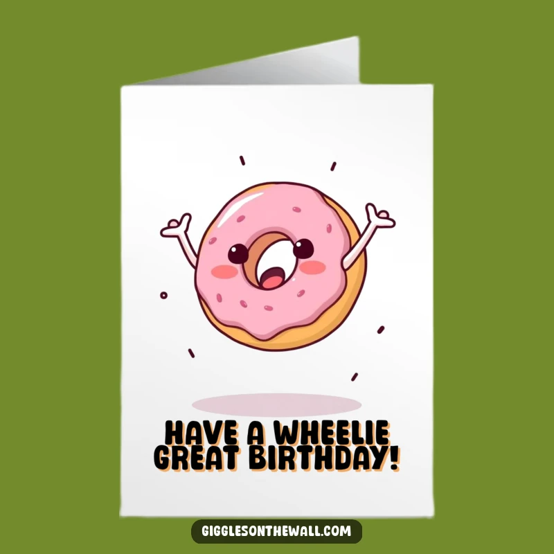 Free Printable Birthday Donut Cartwheel: Funny Clumsy Card, Downloadable Gift for a Fun Year