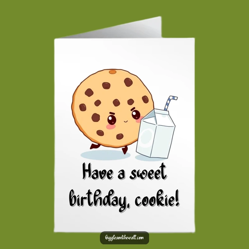 Free Printable Funny Birthday Card Cookie Chasing Milk Downloadable Gift