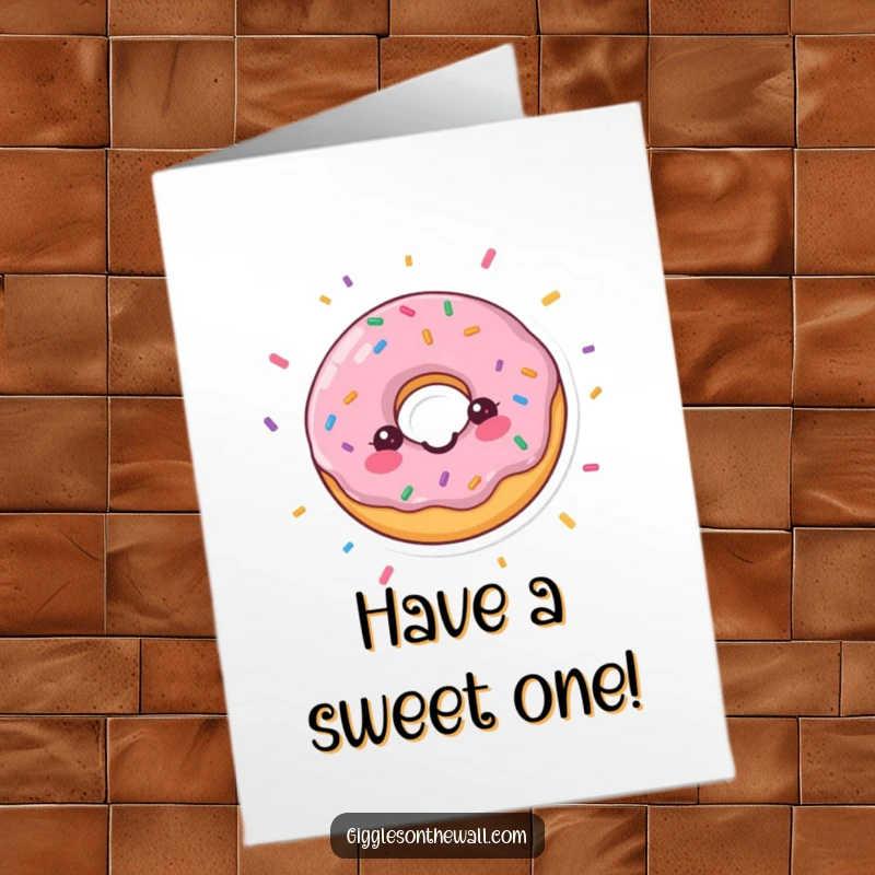 Funny Free Printable Birthday Card: A joyous donut surrounded by cascading confetti, celebrating a special day.