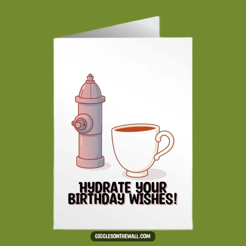 Free Printable Birthday Card: Lonely Teacup Hugging Hydrant Funny Downloadable Gift