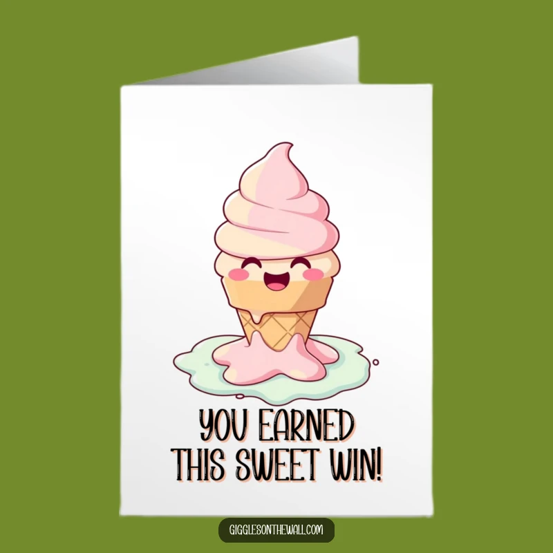 Free Printable Congratulations Card: Funny Melting Ice Cream Cone Joyful Downloadable Gift
