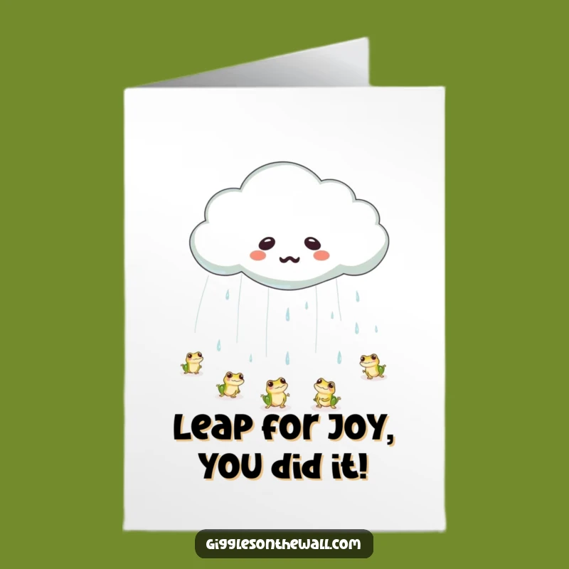 Free Printable Cloud Congrats Card: Funny Frog Rain Downloadable Gift