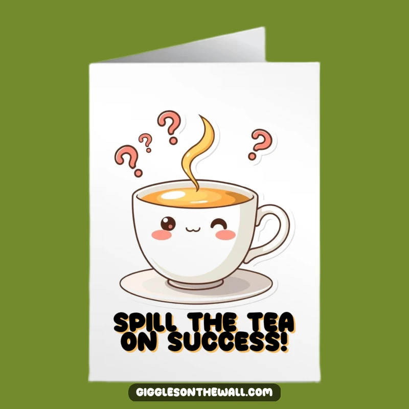 Free Printable Congratulations Card: Curious Teacup Question Marks Funny Downloadable Gift