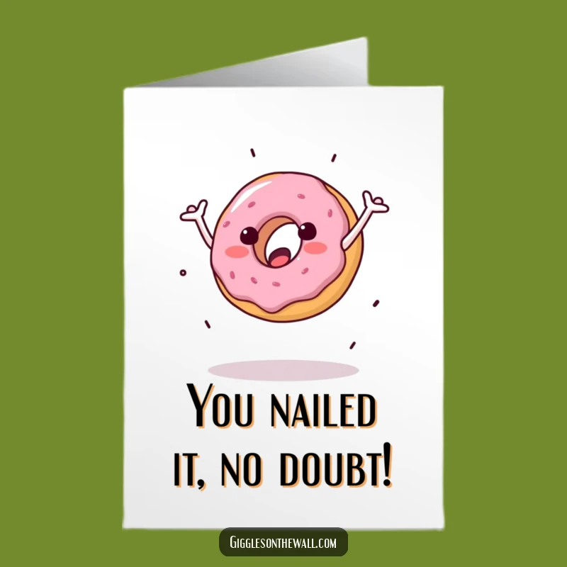 Free Printable Donut Cartwheel Congrats: Funny Clumsy Card, Downloadable Gift for Your Achievement