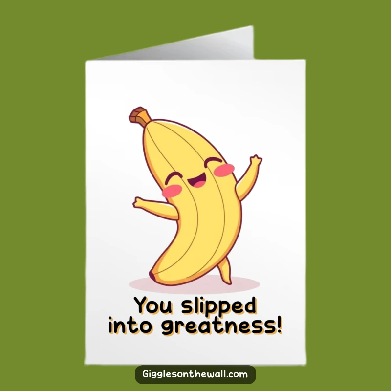 Free Printable Congrats Card: Banana Peel Laughs at Mishaps - Downloadable Gift